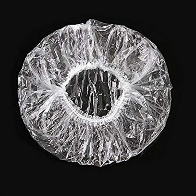 Disposable Shower Caps, Transparent, Pack of 100, Plastic Shower Caps,