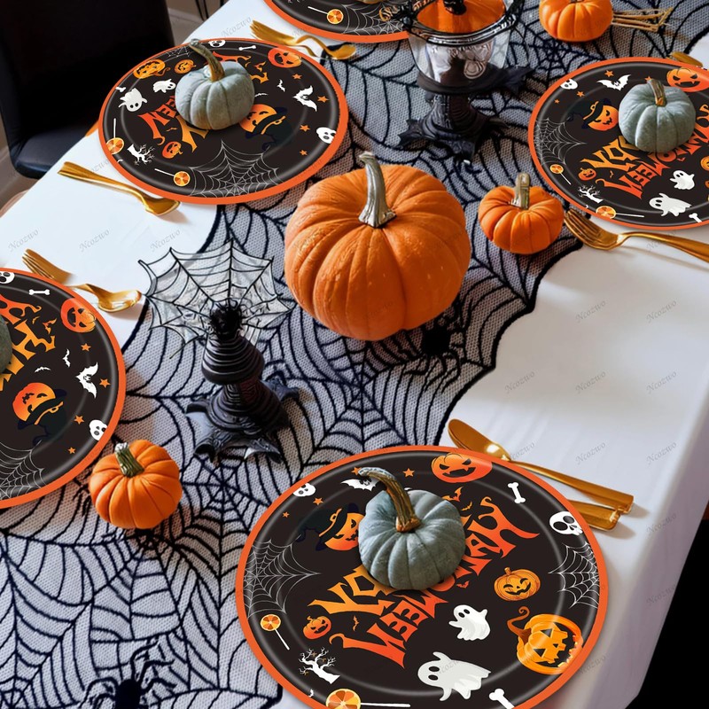 24 Pcs Happy Halloween Party Disposable Paper Plates Cute 9