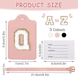 Iqimott 2Pack Initial Letter Luggage Tag for Suitcase, Cute Luggage Bag, PU Leather Travel Luggage Tag, Suitcase Identifier Name Tag,Monogrammed Suitcase Tags for Handbags School Bags(2 Pink-White Q)