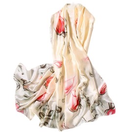 FAIRYGATE Seidenschal Damen 100% Seide XXL Blumen Seidentuch Stola für Abendkleid Hochzeit Seide Schal Halstuch 79022