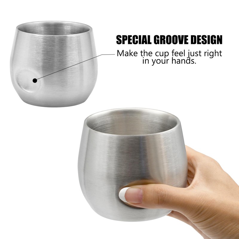 BSDLZCH 2 Pcs Stainless Steel Espresso Cups, 200ml, Silver