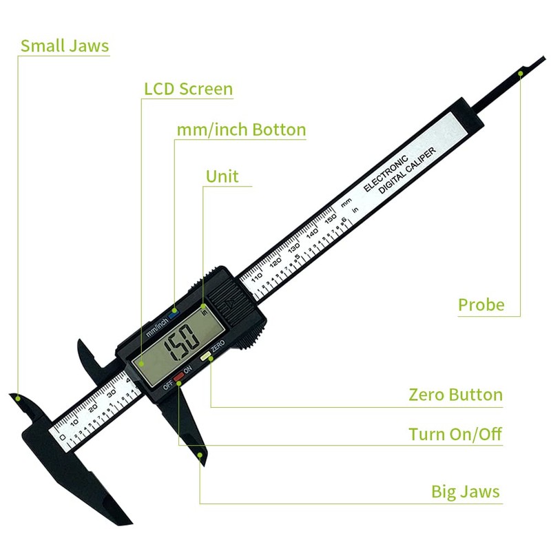 VIECAM 0-6 Inches Digital Caliper with Large LCD Screen and