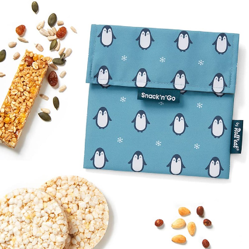 Roll'eat Snack'n'Go Animals Reusable Sandwich Holder, Eco-Friendly, BPA Free, Penguin