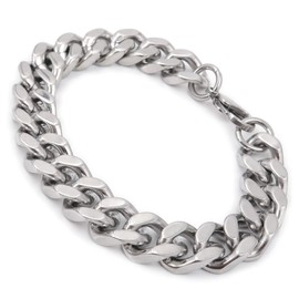 Steelmeup Stainless Steel Simple Curb Cuban Link Chain Bracelet For Men 12mm 8inch