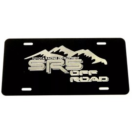 BLVD Toyota SR5 Mountains Car Tag Diamond Etched on Black Aluminum License Plate