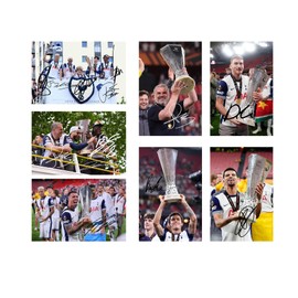 Set of 20 Individual 2024/5 Tottenham 2025 Europa League Winning Football Players Signed 6X4 Inch Photo Prints With Pre Printed Signatures That Would Make A Great Gift For The Fan.
