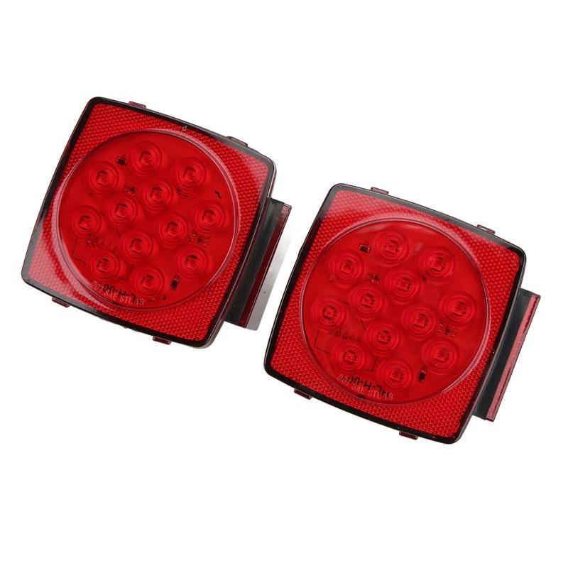 Pair LED Square Lights 12V Trailer Tail Brake Lamp High