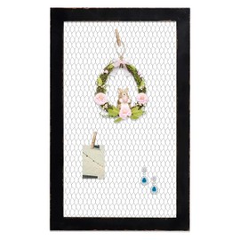 SOFE Farmhouse Memo Board Chicken Wire Frame, Black Large Bulletin Boards for Walls, Hanging Photo Display Board or Jewelry Organizer Wall Grid Panels, Decorative Vision Board for Desktop Office