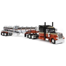 DCP 1/64 Burnt Orange Peterbilt 379 w/ 63in Mid-Roof Sleeper & Polar Deep Drop Tanker, by First Gear 60-1676