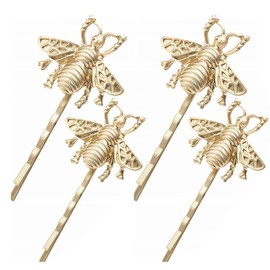 Beetoo 4pcs Bee Hair Clips with Alloy, Wedding Gold Honeybee Hairpins Accessories for Women Girl