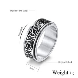 SINLEO Stainless Steel Anxiety Ring Celtic Knot Spinner Ring for Men Women Fidget Rings Stress Relieving Tool Jewelry for Anxiety, Metal, No Gemstone