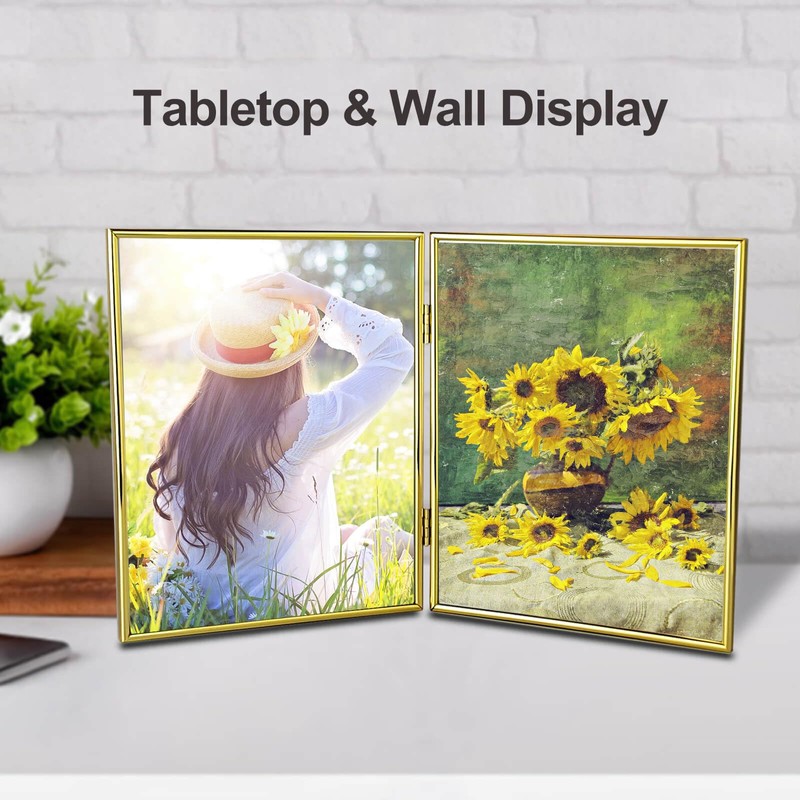 HIKWADERY 8x10 Picture Frame Double Hinged Folding, Elegant Thin Edge