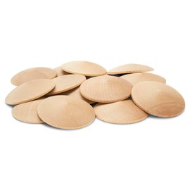 Unfinished Wood Round Discs 1-3/4 inch, Pack of 25 Domed Wooden Circles, Wood Chips for Crafts & Open-Ended Play, by Woodpeckers