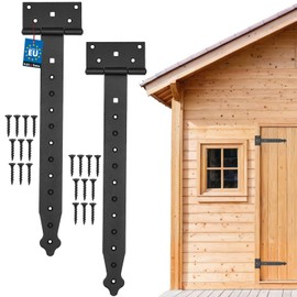 Kotarbau Pack of 2 Cross Hinges, 100-400 mm, Shutter Hinges, Gate Hinges, Door Hinges, Throw Hinges, Hardware, Garden Gate Hinges, Garden Gate Latch, Powder Coated, black
