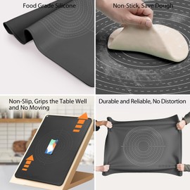 Silicone Baking Mat Extra Large Non-stick Baking Mat With High Edge, Food Grade Silicone Dough Rolling Mat For Making Cookies, Macarons, Multipurpose Mat, Countertop Mat, Placemat (16"X24")