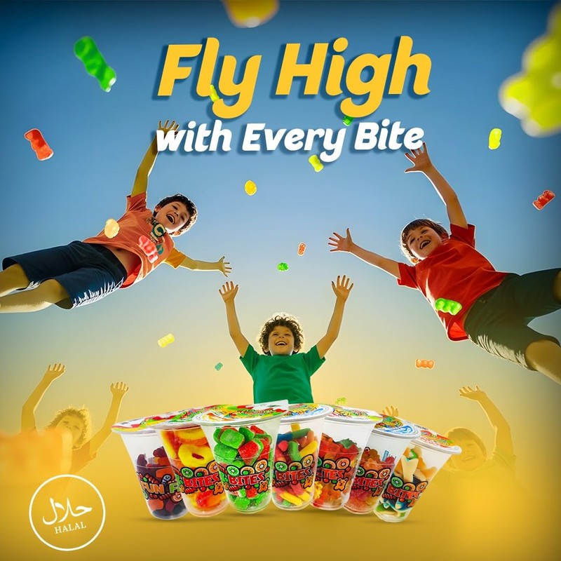 Fun Fruit Bites Assorted Sour Gummy Cup (Halal) (Pack 28)