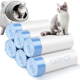 120 Pack Cat Litter Bags Compatible with Litter Robot 4/5/3, Self Cleaning Automatic Litters Box Liners, 25.2 x 15.7 inch (10-12 Gallons)
