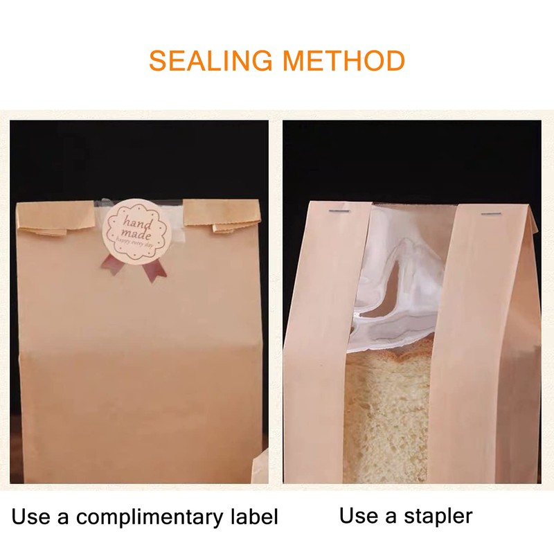 GM HOME 25 PCS Toast Paper Bag Kraft Bread Bag