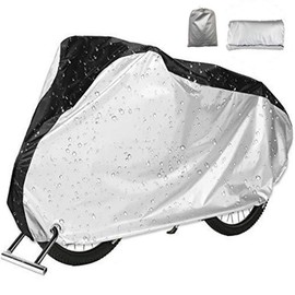 Bicycle Cover, Waterproof, Thick, Windproof, Fits up to 29 inches, Lock Hole, Storage Bag Included (Silver 78.7 x 27.6 x 43.3 inches (200 x 70 x 110 cm))