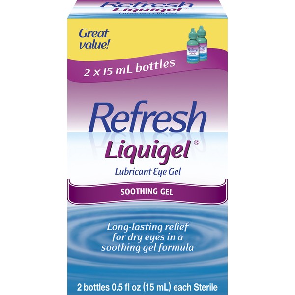 Refresh Liquigel Lubricant Eye Gel, 2 Bottles 0.5 Fl Oz (15mL) Each Sterile (30mL)