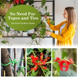 Qnynnty Pack of 200 Green Plant Clips & 40 Red Plant Benders Reusable Clips and 90° Support Clips for Climbing Plants, Vegetables, Flowers, Ideal for Plant Strengthening and Diversion