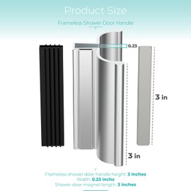 3-3/4" Bright Chrome Frameless Shower Door Handle with Metal Strike and 3" Magnet,Shower Doors Magnetic Latch Kit Fits Glass Door Thickness 1/8", 5/32", 3/16" and 1/4",Shower Door Replacement Parts