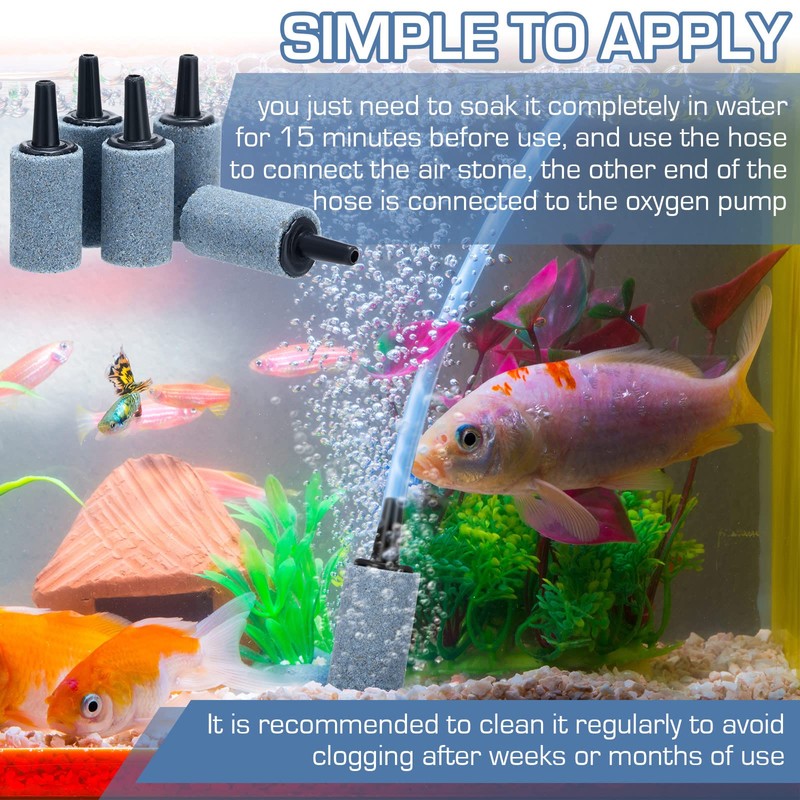 Irenare 100 Pieces 1 Inch Air Stone Cylinder Air Pump