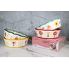 GinkgoHome Hand Painted Flower Pattern Ceramic Bowl Wavy Edge 6-8