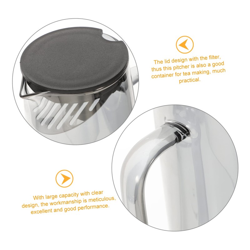 GRIRIW Beverage Kettle with Filter Lid Large Capacity Electroplated Glass