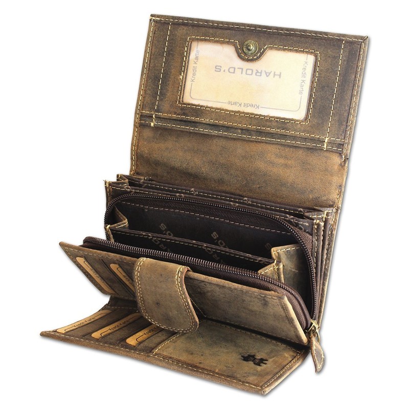 Harold´s Leather Wallet Antik brown Credit Card Purse Woman