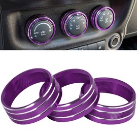 E-cowlboy Interior Audio Air Conditioning Button Cover Decoration Twist Switch Ring Trim for Jeep Wrangler JK JKU Compass Patriot 2011-2016 3PC/Set (Purple)