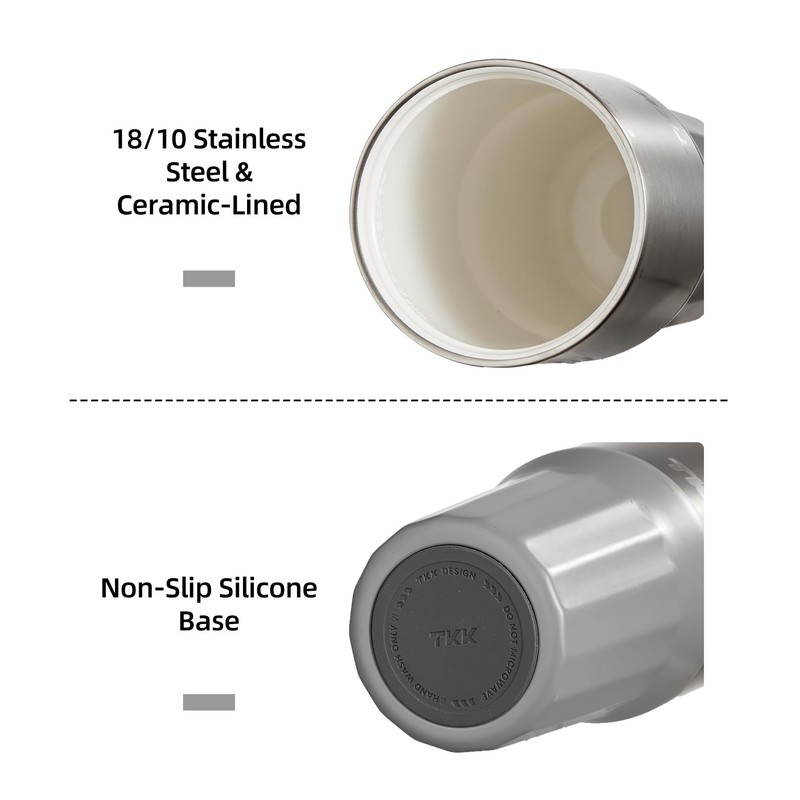 TKK 24 oz Ceramic Coated Tumbler with Straw Lid, 18/10