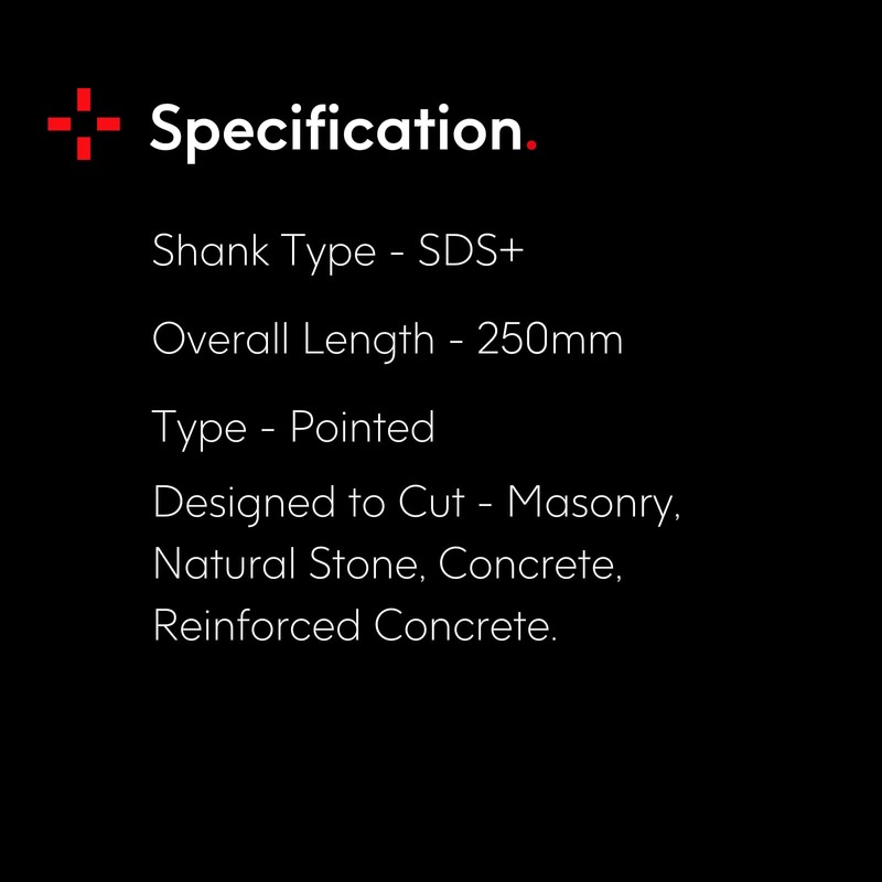 DART SDSPP25 SDS+ Pointed Chisel, Grey, 250 mm