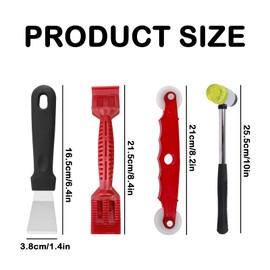 DEFIYEAR 4PCS Window Glazing Tools Set, Multi-Functional Glazing Hammer, Glazing Paddle, Red Window Roller, Glazing Shovel - Window Fitting Tools for Efficient Installation and Repair Projects