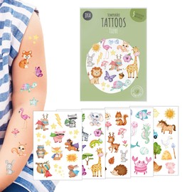 Skin-friendly children's tattoos to stick on, animal motif, children's tattoo set with 5 sheets, animal tattoos children, children's tattoos, 100% vegan and made in Austria JEKA