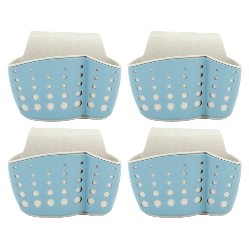 4Pcs Sink Sponge Holder PP 2 Layer Adjustable Strap Soap