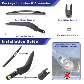 Shopauto Rear Windshield Wiper Arm Blade Assembly Compatible with 2008-2017 GM Buick Enclave Rear Window Wiper, Replacement 15280813, 25820122, 25800774