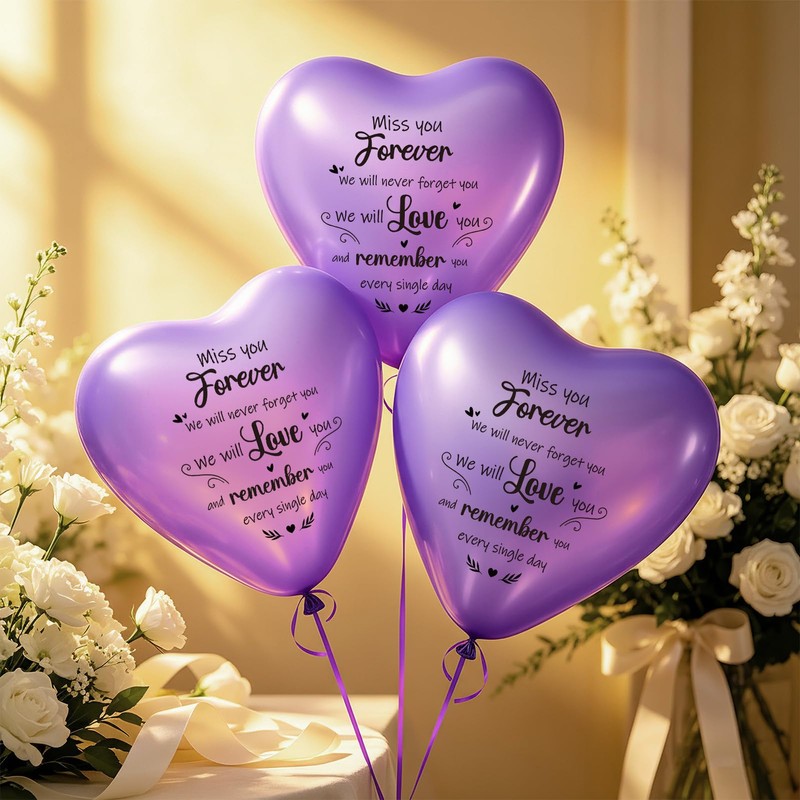 XLSXEXCL 60 Pcs Memorial Balloons 10 Inch Heart Shape Latex