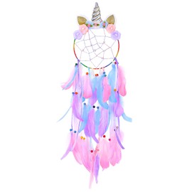 QtGirl Dream Catchers for Kids Unicorn Wall Decor for Girls Bedroom Flower Feather Wall Hanging Decoration