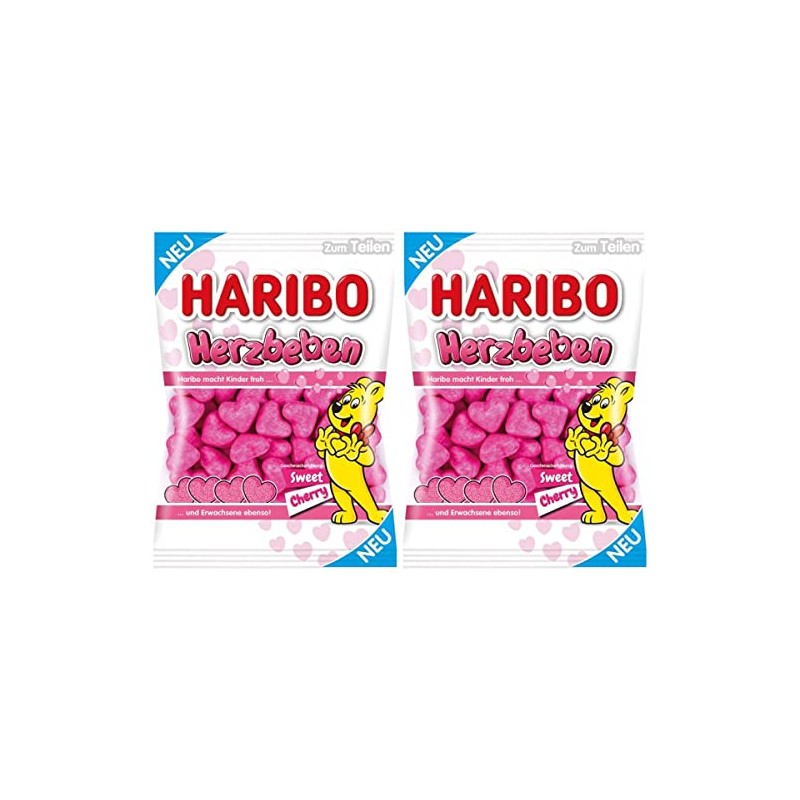 Haribo Herzbeben Sweet Cherry Gummy Candy 2-Pack (2 x 160g)