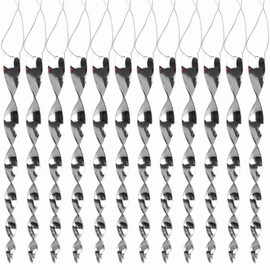 12 Pack Silver Spiral Bird Repellent Reflective Scare Rods, Hanging Plastic Rod Bird Deterrent Device, Glossy Finish Wind Spinner Scare Animals Away Outside Patio Lawn Garden Trees Decorations