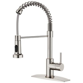 FORIOUS Black Kitchen Faucet with Pull Down Sprayer 2 Modes 360° Rotated Stainless Steel Kitchen Sink Faucet High Flexible Sink Basin Faucet - Color: brushed Nickel