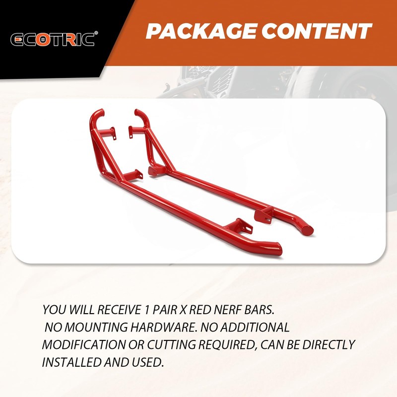 ECOTRIC Red Nerf Bars Rock Sliders Compatible with 2014-2023 Polaris
