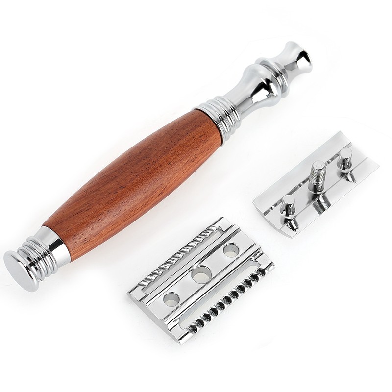 Classic Style Wooden Handle Double Blade Manual Razor for Man's