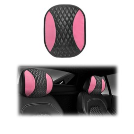 BWBWND Car Headrest Cover, Soft Leather Auto Seat Head Rest Protector with Elastic Straps, Breathable Headrest Cover Dirt-Proof Dust Covering Accessory for SUVs, Vans, Trucks (Pink)