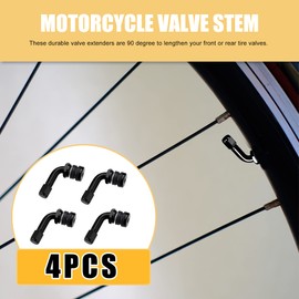 Motoforti 4pcs Metal 90 Degree Trie Valve Stem Vacuum Tyre Valve Stem Extension Extenders Adapter for Car Motorcycle Silver Tone