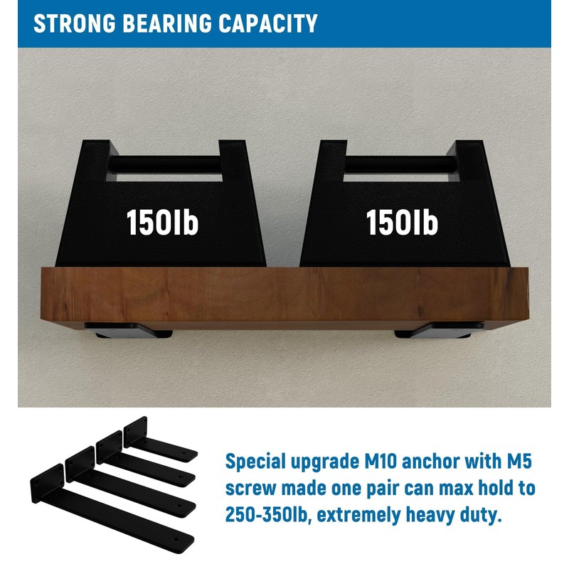 LEOPO 12 inch 6 Pack Floating Shelf Brackets, 1/5” Thick