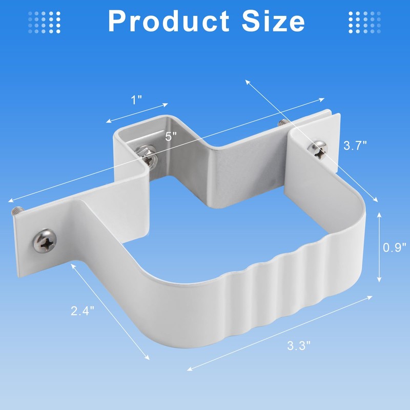 VYH Downspout Straps 2x3 and Wall Bracket, Fasteners White (2