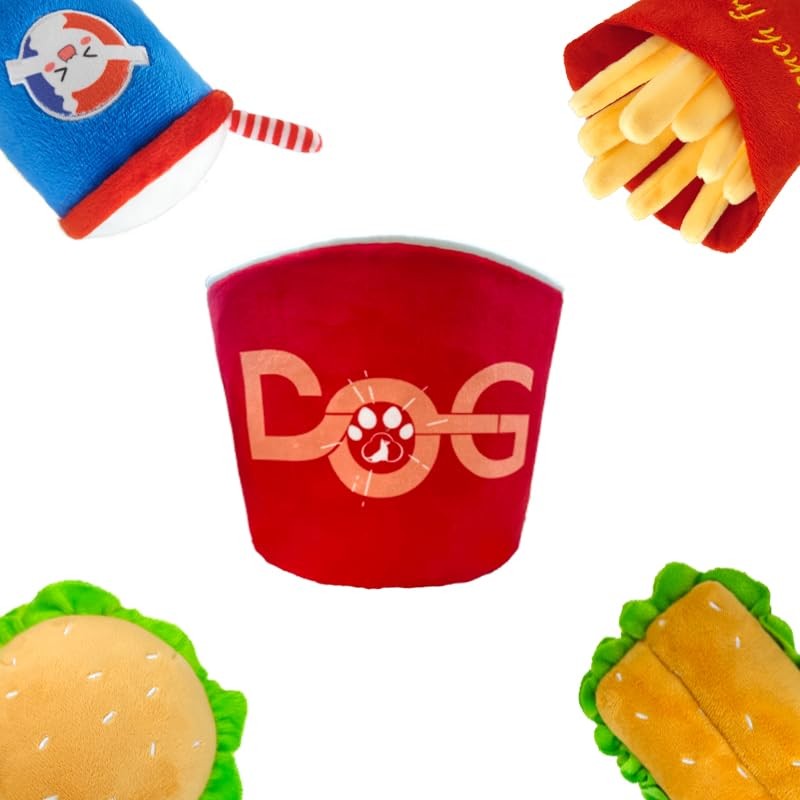 okegztoa Fast Food Dog Toys - Squeaky, Interactive & Chew