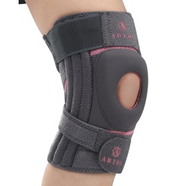 ABYON Knee Support for Women, Adjustable Knee Support with 4 Straps and 3 Double-Sided Spring Stabilisers, Open Patella Knee Brace for Swollen, Meniscus Tear, Arthritis, ACL, MCL (XXL)